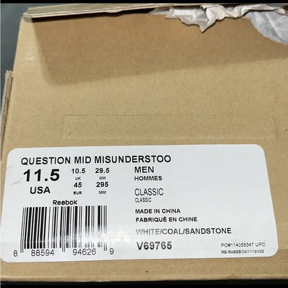 Reebok Allen Iverson Question mid Misunderstood shoes. Used. Size 11.5 - Picture 9 of 9